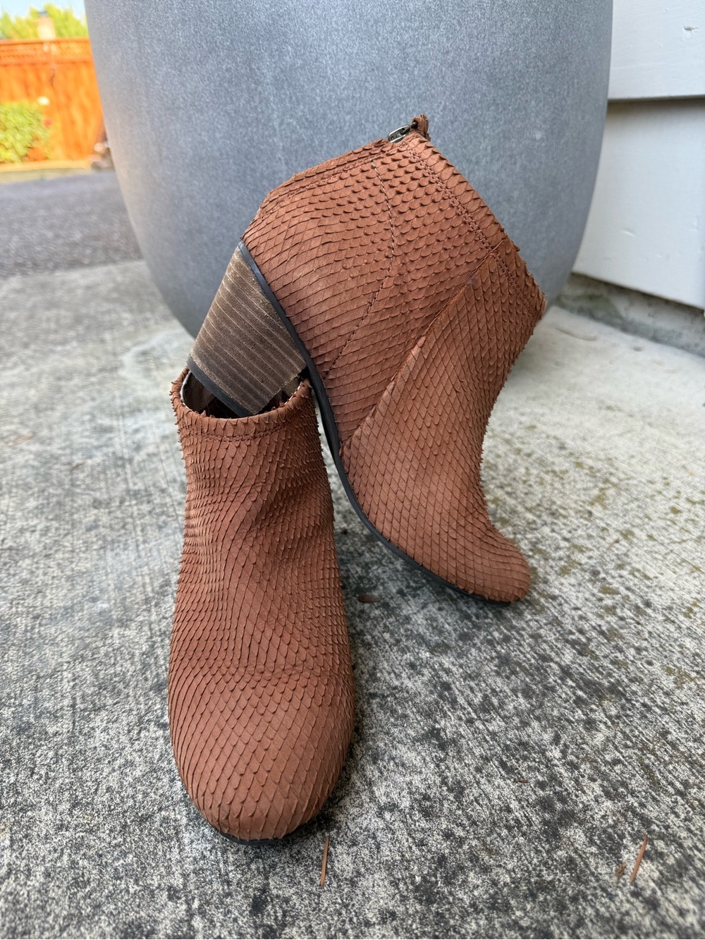Anthropologie Lien Do Jalisco Cognac Exotic Brown Textured Ankle Booties - 8